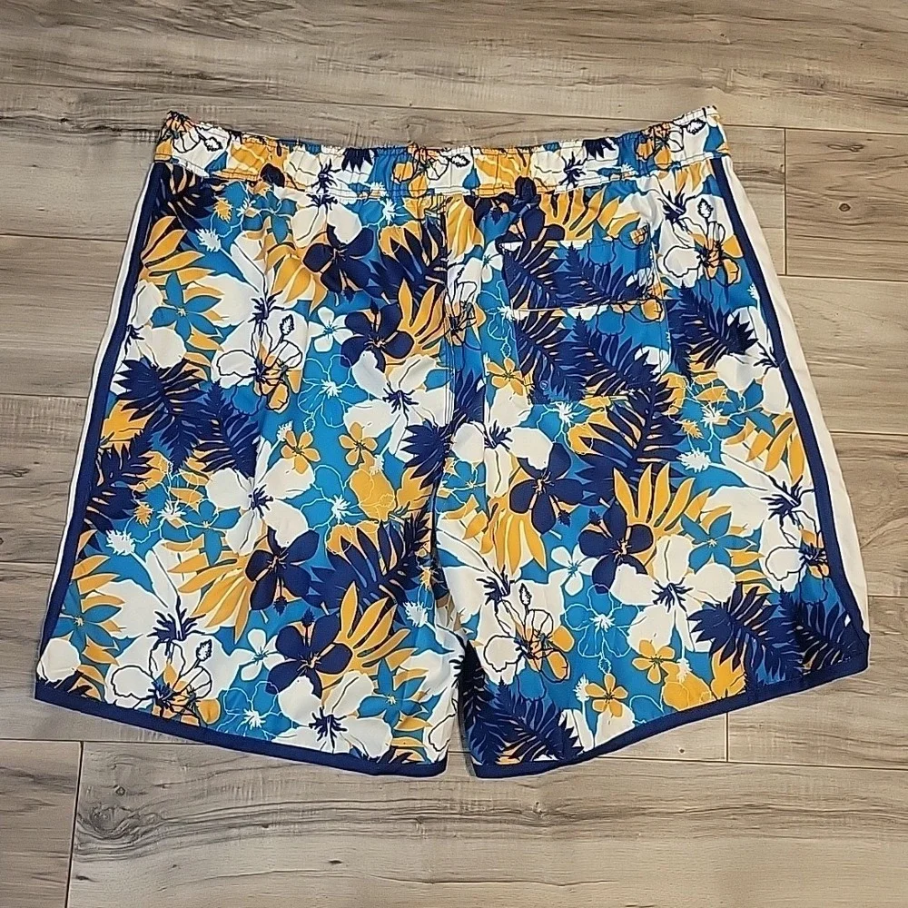 Joe Boxer Swim Shorts Mens 2XL Blue Hawaiian Floral Swim Board Shorts Beach Pool